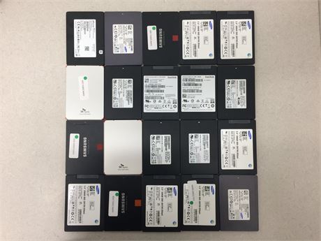 Lot of 20 256GB 2.5" SATA SSDs - Good Drive Health - Mixed Brand