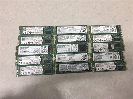Lot of 15 256GB M.2 SATA SSDs - Good Drive Health - Mixed Brands