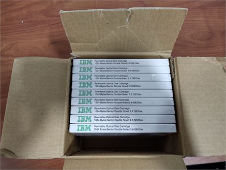 Lot of 9 New in Box IBM Rewritable Optical Disk Cartridges
