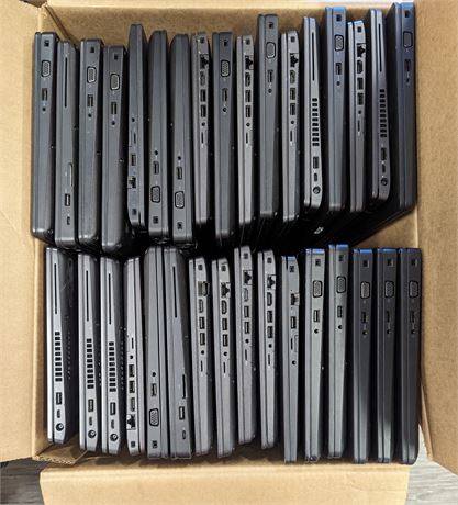 Lot of 33 Tested Dell Laptops - w/Drives, Ram, Chargers - Bios Locked - See PDF