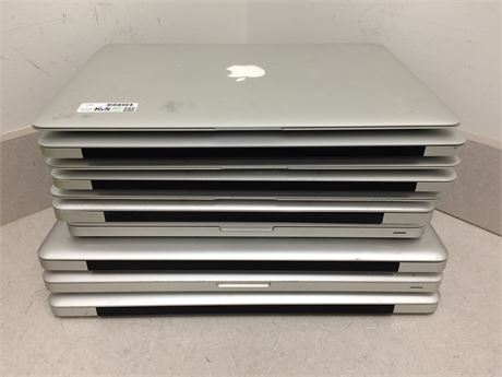 Lot of 10 Apple MacBooks, 4 2015's, 2 2009's, 1 2011, 1 2013, 1 2010, 1 2012