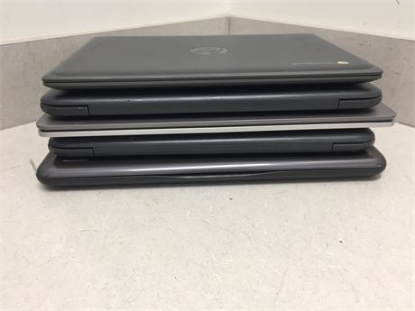 Lot of 5 Mixed Brand Chromebooks - Chrome OS